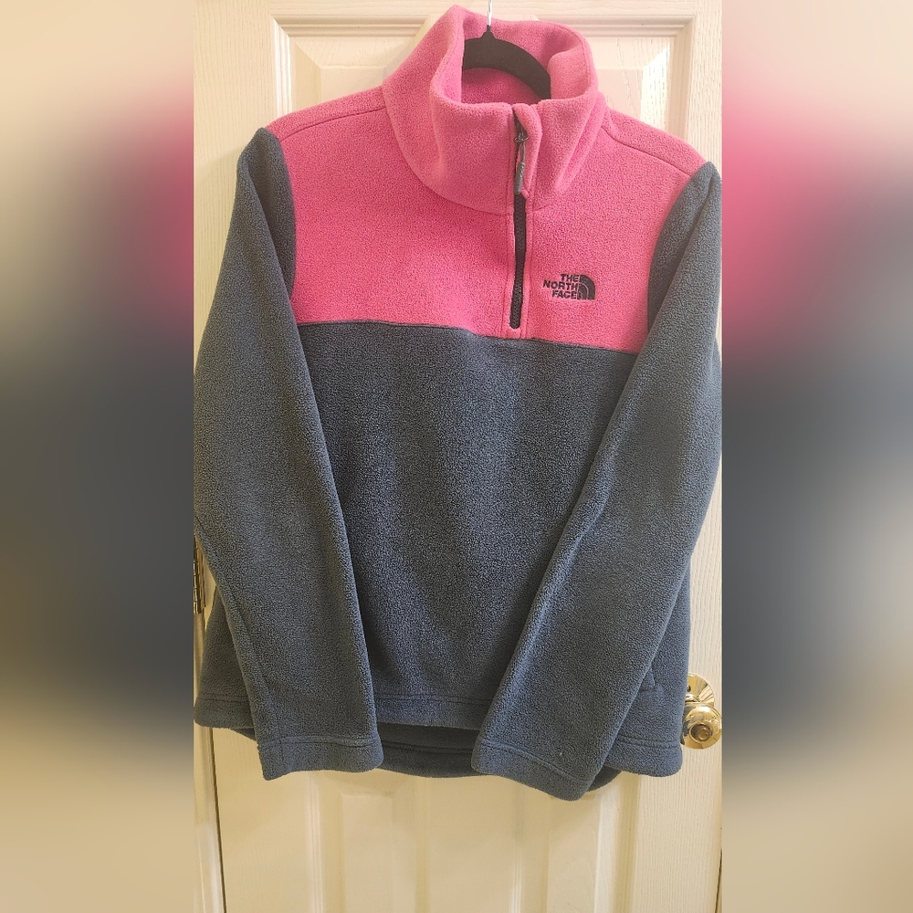 North Face Tolmiepeak 1/4 Zip Fleece Pullover Inkblue And Pink Women Size Large - Picture 3 of 4